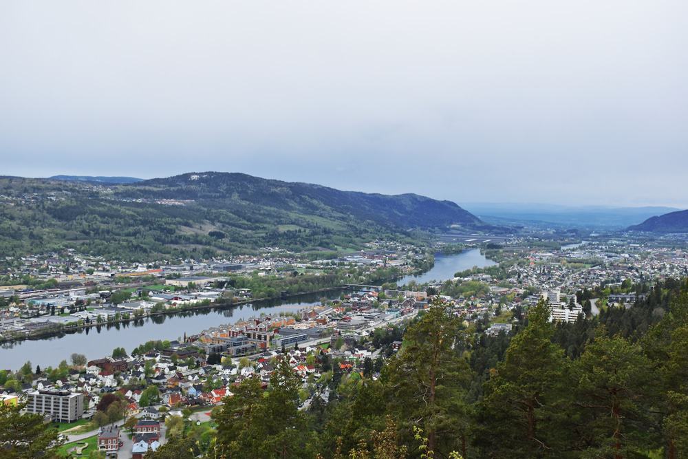 Vista desde la montaña Spiralen, Drammen